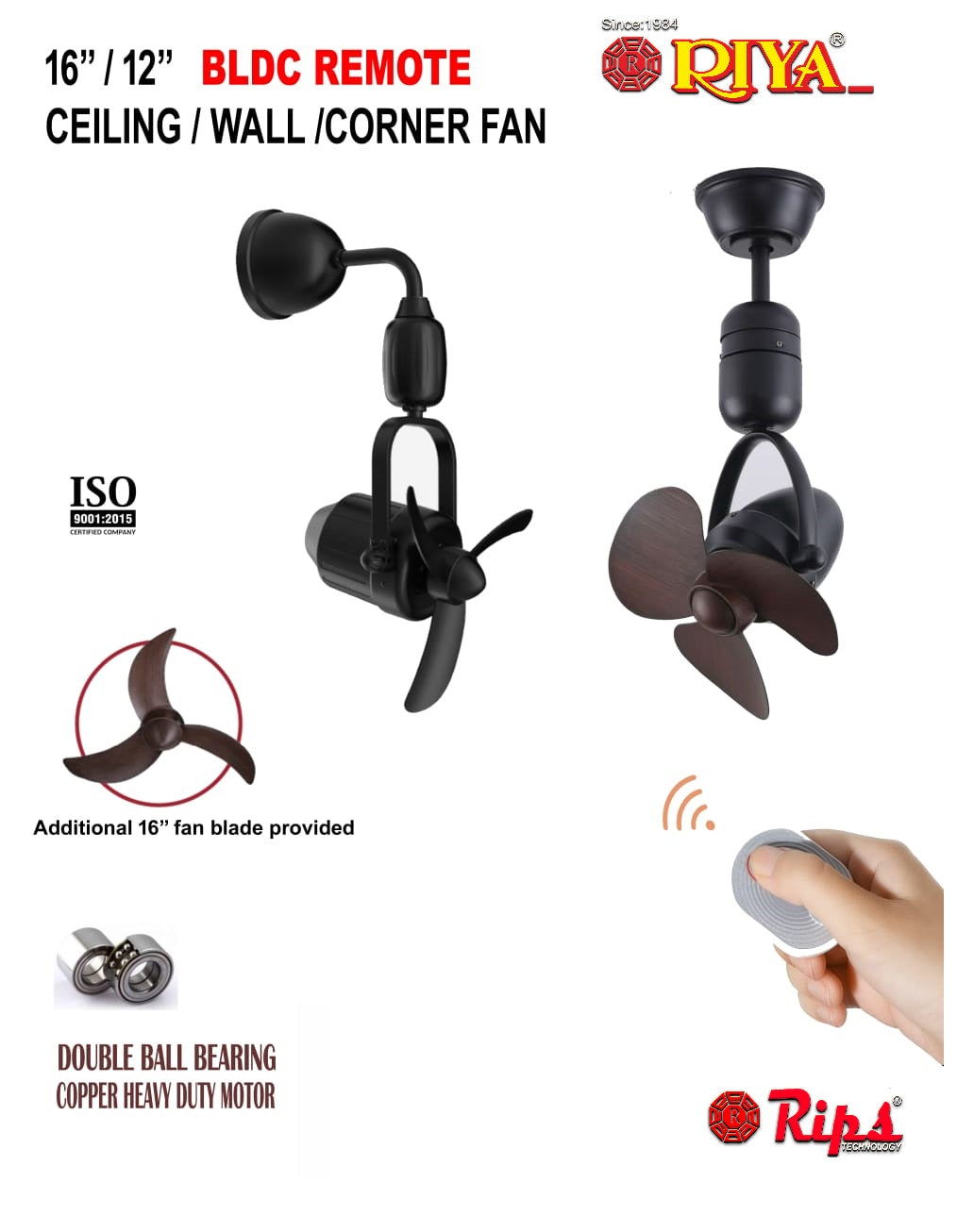 BLDC 3 in 1 CEILING/WALL/CORNER FAN